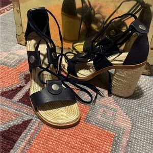 Rag & Bone Navy and Tan Espadrille Sandals